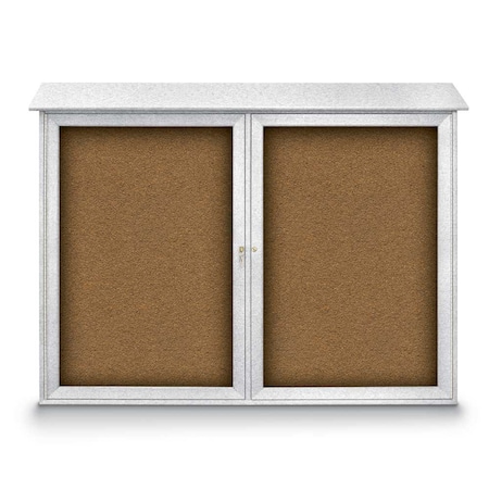 United Visual Products Indoor Enclosed Combo Board, 48"x36", Satin Frame/White Porc & Rubber UVCB4836-WHTPORC-RUBBER